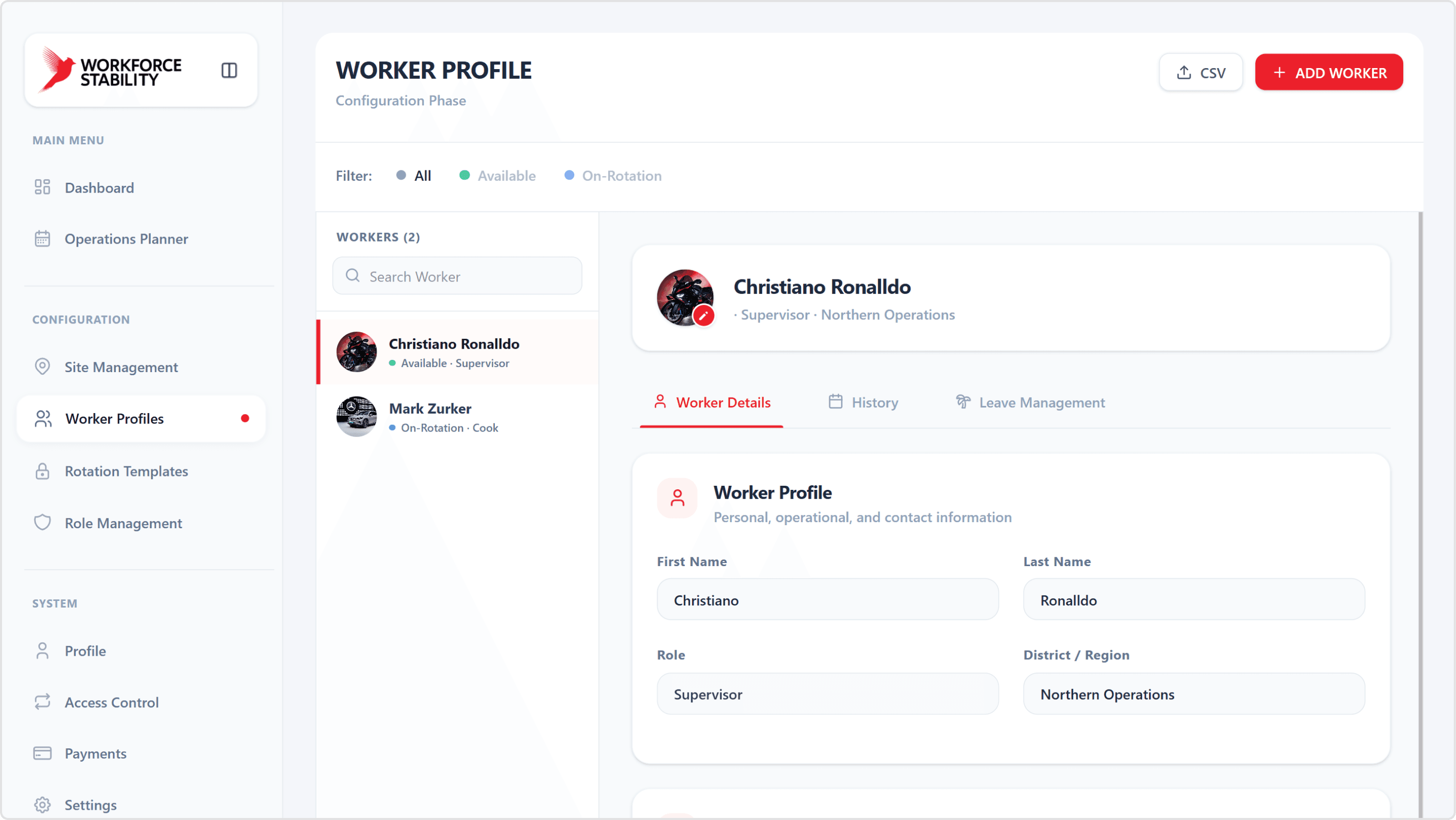 Worker Profiles